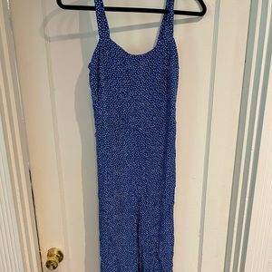 Blue jumpsuit with yellow detail